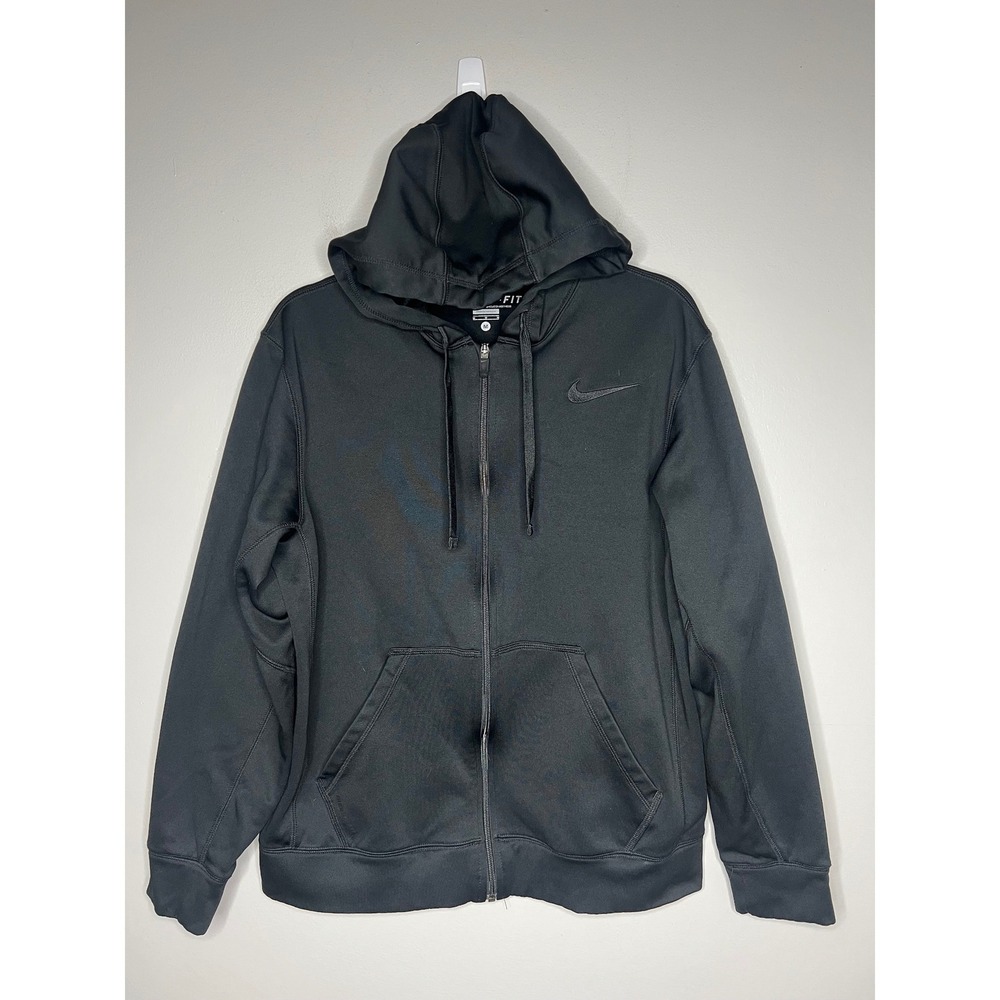 Nike Therma-FIT Full Zip Hoodie Black Fleece Lined Athletic Jacket Men's M